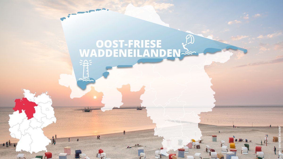 kaart van de oostfriese eilanden met bezienswaardigheden