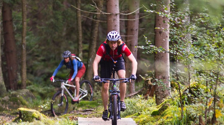 Mountainbikers op een enkel parcours, © Maruba b.V. Sports Publishers Mountainbikers op een enkel parcours, © Maruba b.V. Sports Publishers