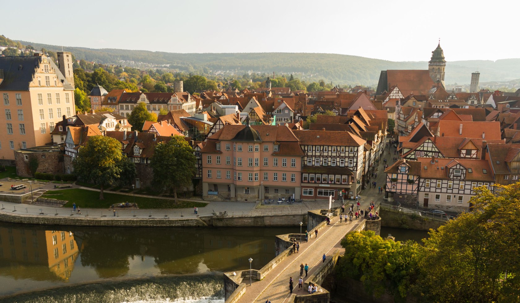 Gezicht op Hann. Münden met Werra-brug NL, © Hann. Münden Marketing / Peter Heitmann