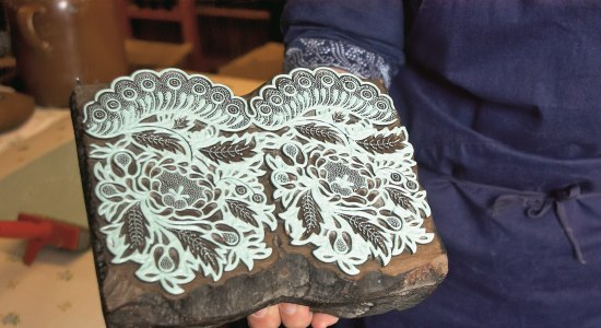 Blauwdruk (indigo-afdrukken op textiel), © Heimatverein Niedersachsen e.v. Scheeßel, Eike Knopf